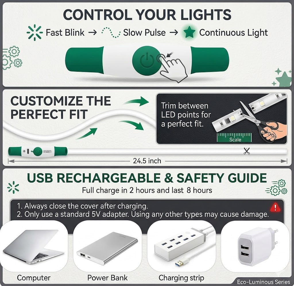 Led Dog Collar, BSEEN USB Rechargeable Flash Dog Necklace