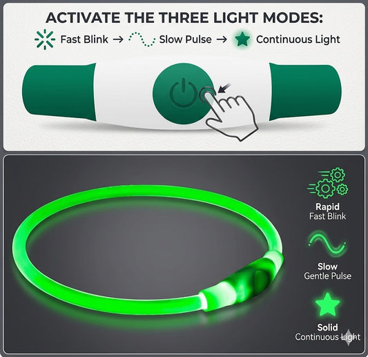 Led Dog Collar, BSEEN USB Rechargeable Flash Dog Necklace