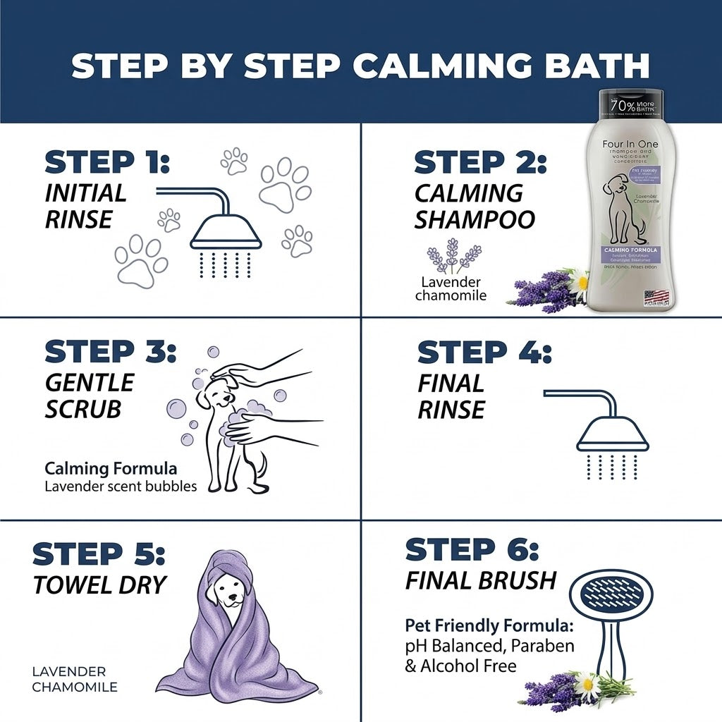 Wahl USA 4-in-1 Calming Dog Shampoo with Lavender Chamomile Scent – Cleans, Conditions, Detangles, & Moisturizes - Pet Friendly Formula