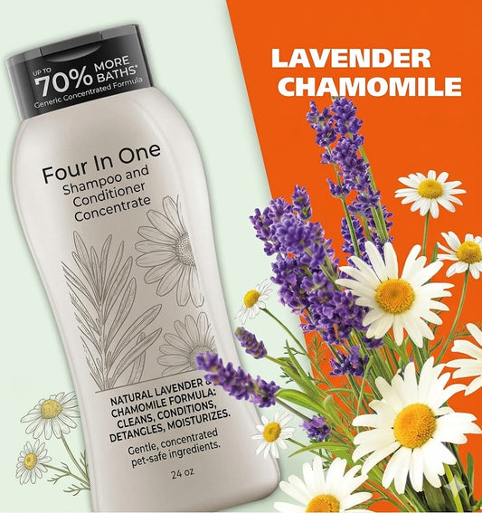 Wahl USA 4-in-1 Calming Dog Shampoo with Lavender Chamomile Scent – Cleans, Conditions, Detangles, & Moisturizes - Pet Friendly Formula