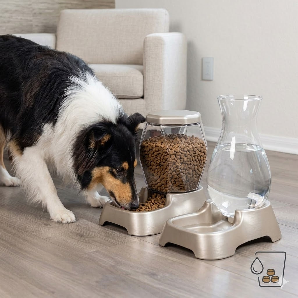 Petmate Pet Cafe Cat and Dog Water Dispenser - Water Bowl for Cats and Dogs, USA Made, 1.5 GAL, Pearl Ash Blue